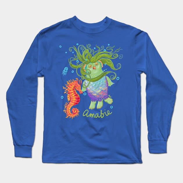 Amabie Yokai to Protect You Long Sleeve T-Shirt by mernstw